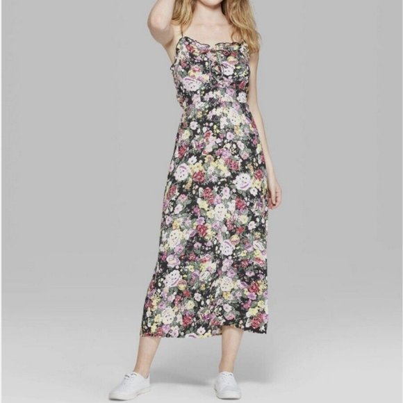 wild fable | Dresses | Target Wild Fable Black Floral Print Midi Slip 